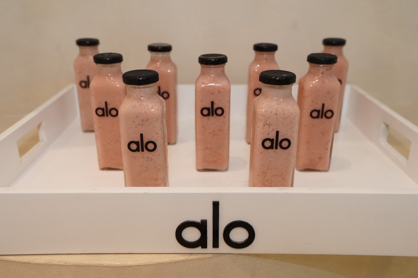 Alo-branded refreshments at the collaboration